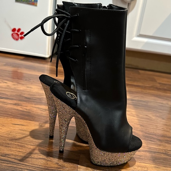 Pleaser open toe platform stiletto booties. BRAND NEW NEVER WORN! Size 6. NWT!! - Picture 10 of 11
